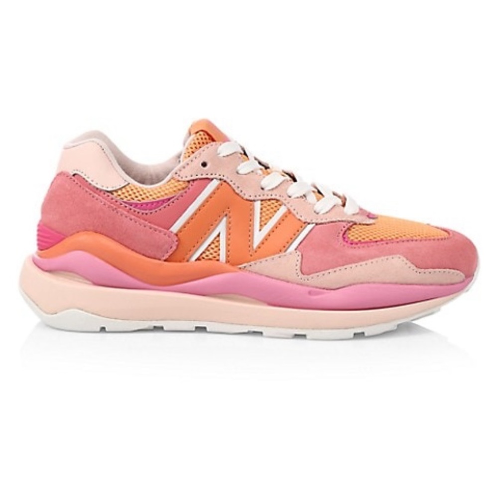 New Balance 57/40 sneakers. Worn once. Pink/orange/white. Size 10
